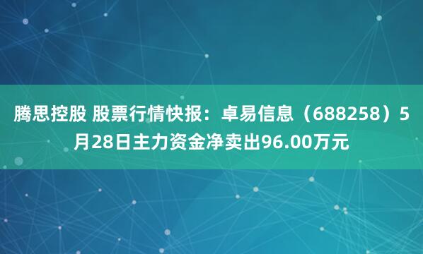腾思控股 股票行情快报：卓易信息（688258）5月28日主力资金净卖出96.00万元
