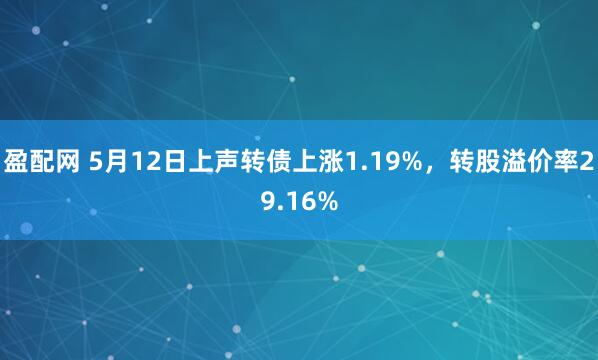 盈配网 5月12日上声转债上涨1.19%，转股溢价率29.16%