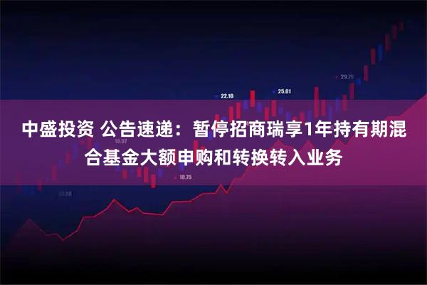 中盛投资 公告速递：暂停招商瑞享1年持有期混合基金大额申购和转换转入业务